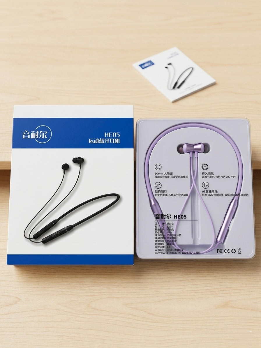 HE05 Wireless Sports Neckband – Premium Sound & Stylish Design